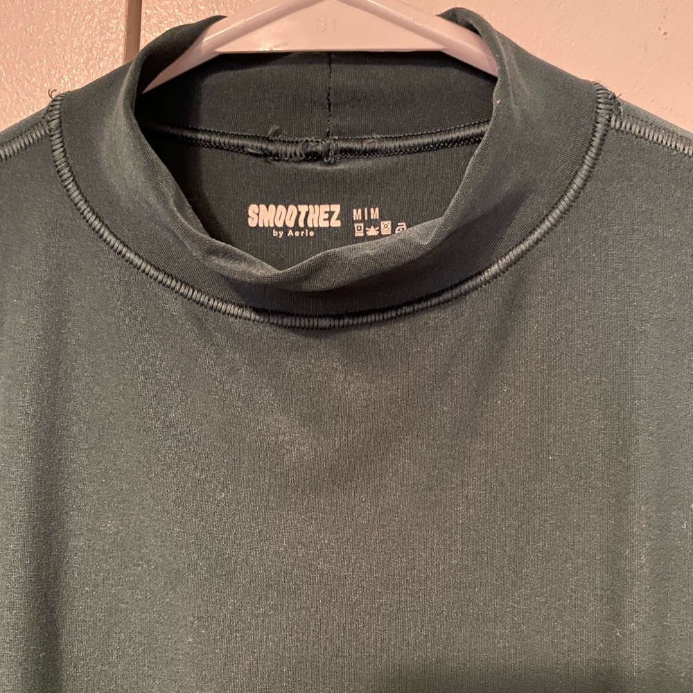 Aerie Smoothez Dark Green Mock Neck Bodysuit